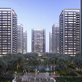 Aerial View Of Modern Residential Area With High Rise Buildings Green Spaces And River