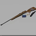 Vintage Bolt Action Rifle With Wooden Stock Silver Barrel And Ammunition Shells On Dark Surface