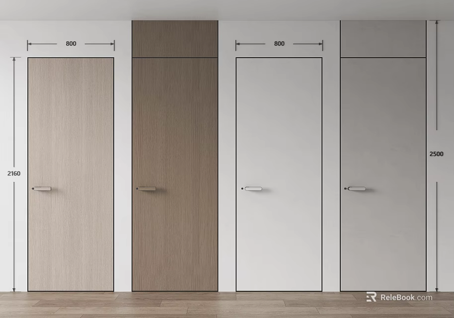 Modern Interior Hinged Doors In Various Colors And Sleek Wooden Finishes 3d model 