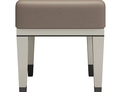 Modern Stylish Stool With Brown Padded Seat And White Legs Black Feet 3d model