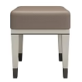 Modern Stylish Stool With Brown Padded Seat And White Legs Black Feet