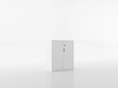 Modern White Storage Cabinet With Double Doors And Simple Design 3d model