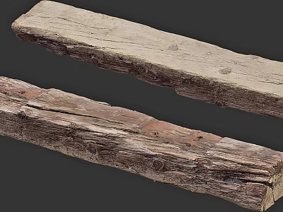 Two Natural Wood Planks With Stone Like Texture And Rough Weathered Surface 3d model