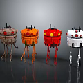 Colorful Multi legged Mechanical Creature Models With Spherical Bodies And Top Structures 3d model