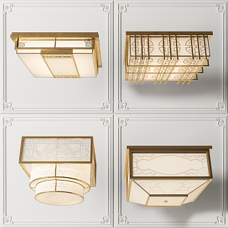 New Chinese ceiling lamp ceiling lamp combination 3d model