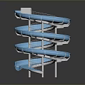 Fun Blue Spiral Water Slide With Multi Tiered Curved Structure Design For Play