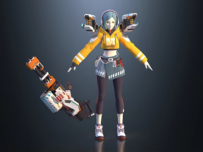 Sci-fi Beauty Cyber Girl Cyber Girl Cyber Beauty Sci-fi Female Warrior Future Female Warrior Cyber Female Warrior Sub-era Figure Female Shooter 3d model