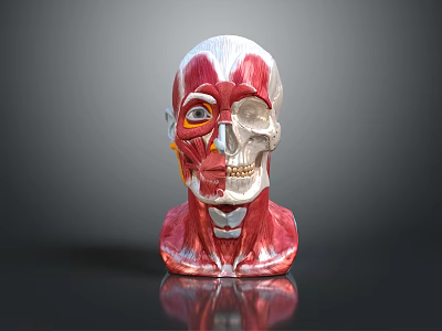 Medical Device Human Head Anatomy Model With Muscle And Skeleton Structure 3d model