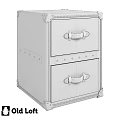 Black Cabinet With Two Drawers Leather Handles And Wooden Trim Rivet Details