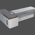 Modern L Shaped Office Desk With Wooden Top And White Cabinet