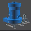 Large Blue Vertical Industrial Equipment With Base Frame And Motor Component 3d model
