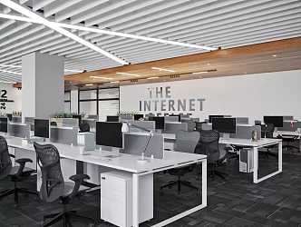 modern public office area open office area 3d model