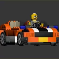 Lego Building Blocks Open Top Car with Orange White Black Design Yellow Driver Storage Box