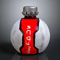 White And Red Acid Bottle Featuring Silver Cap And Label Design