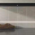 Modern Glass Entrance Door with Black Frame and Smooth Dark Floor in Contemporary Interior