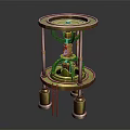 Cartoon Scene Featuring Tower Structure With Circular Platform Pillars Ladder And Ornate Decorative Details
