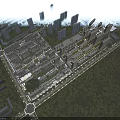 Aerial View Planning of Urban Residential Area With High Rise Buildings and Green Spaces