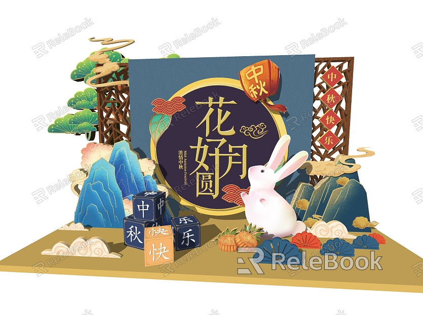 New Chinese Style Beautiful Chen Mid-Autumn Festival Beautiful Chen Mid-Autumn Festival Background Wall Mid-Autumn Festival model