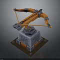 Ancient Ballista Siege Equipment With Stone Base And Wooden Bow Arms