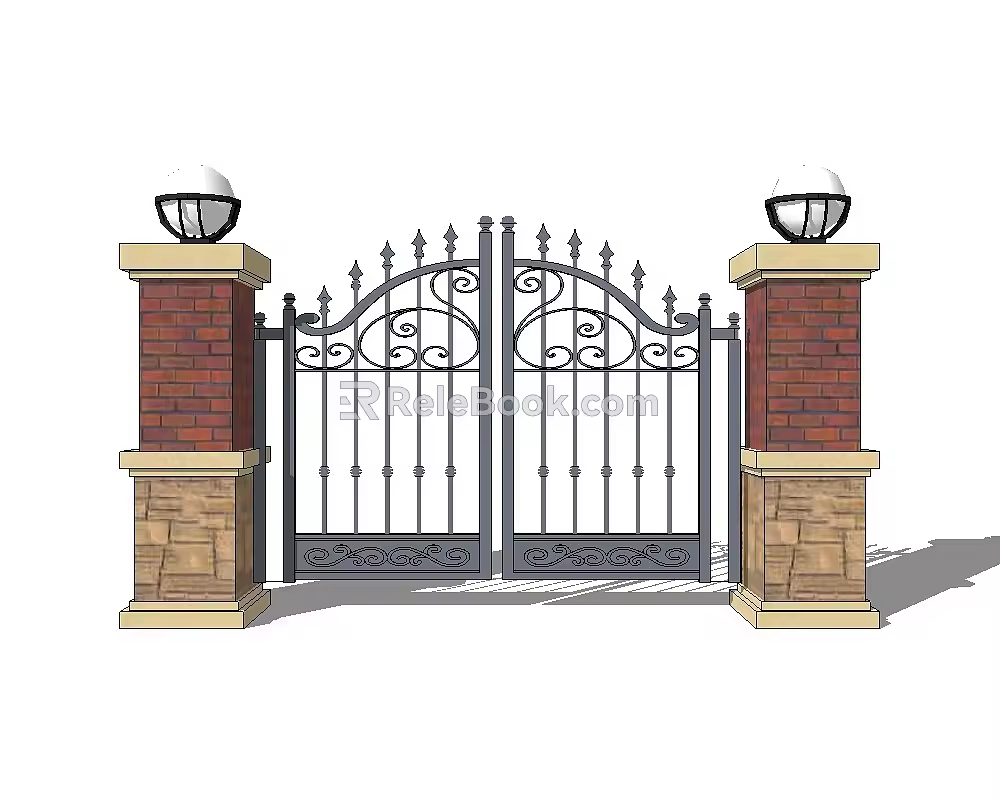 European-style gate, iron gate, iron gate 3d model