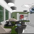 Modern Beauty Hair Salon Interior With Stylish Sofas Coffee Tables And Green Walls