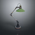 Vintage Style Table Lamp With Green Lampshade Adjustable Metal Arm And Sturdy Base Design
