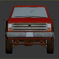 Vintage Red SUV With Brown Roof And Off Road Tires Design