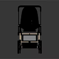 Sleek Modern Baby Stroller With Black Canopy Gold Frame And Wheels