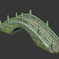 Traditional Stone Arch Bridge With Ornamental Pillars And Reflected Stone Steps 3d model