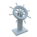 Vintage Wooden Steering Wheel Garden Ornaments With Base For Garden Decoration