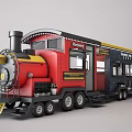 Mobile Red And Black Train Style Functional Vehicle With Steam Locomotive Design Windows And Wheels