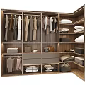 Spacious Wooden Walk in Closet Design With Hanging Clothes Folded Items And Shoe Storage