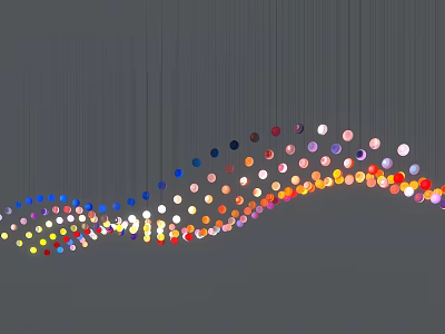 Colorful Round Bulb Chandelier With Modern Wave Shaped Design And Vibrant Hues 3d model