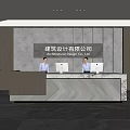 Modern Architectural Design Company Reception Desk Interior With Marble Countertop And Receptionists