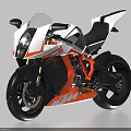 KTM RC8 Motorcycle With White Orange Black Sporty Streamlined Body Design
