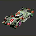 Audi Silver Red Racing Car With Aerodynamic Design And Rear Wing