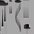 Elegant Modern Black Slim Conical And Circular Pendant Chandeliers For Interior Decor