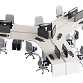 Modern Office Desk Workstation Setup With Multiple Computers And Ergonomic Chairs 3d model