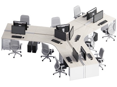 modern public office desk and chair 3d model