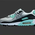 Stylish Modern Gray Turquoise Sneakers With White Laces And Comfortable Design