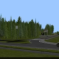 Road Infrastructure In Mountainous Forest Area With Winding Paths And Central Building 3d model