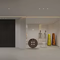 Modern Minimalist Showroom Interior With Mannequins Round Table Conical Decor And White Dark Walls