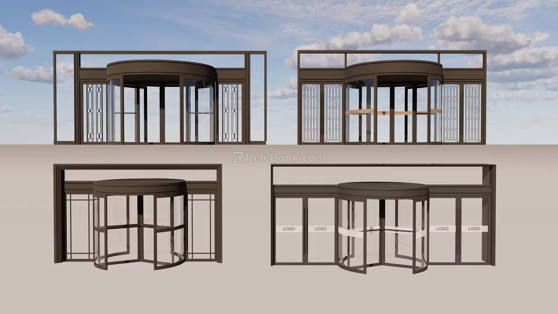 gate revolving door automatic swing door 3d model