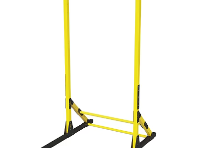 Yellow Sports Training Equipment Stand With Vertical Poles And Black Base Frame 3d model
