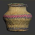 Handwoven Storage Basket With Colorful Stripes Natural Material Home Organizer