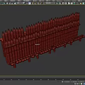 Wooden Palisade Fence Structure with Pointed Tops and Wooden Posts Base Supports