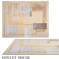 Square Rug With Geometric Patterns Beige Gray Tones And Gold Accent Lines