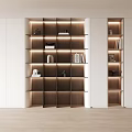 Modern Bookcase Interior Design With Wooden Shelves Books And Decorative Items