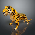 Low Poly Tiger 3D Model With Yellow Black Stripes And Green Eyes 3d model