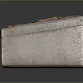 Vintage Metal Box with Engraved Letters Decorative Emblem and Lock Clasp